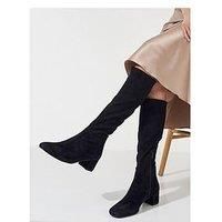 Crew Clothing Bella Knee High Heeled Boot - Black