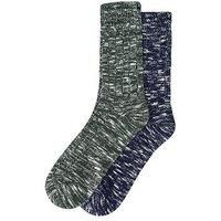 Crew Clothing 2 Pack Mouline Boot Socks - Navy