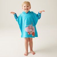 Regatta Toddlers Blue, Pink and Orange Peppa Pig Hooded Beach Towel, Size: 1-3 Years