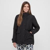 Regatta Orla Kiely Mid Length Waterproof Jacket Black Rain Cloud Grey, Size: 10 - Sale