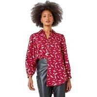 Roman Metallic Feather Print Shirt for Women UK - Ladies