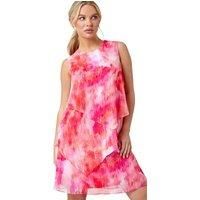 Petite Abstract Tiered Chiffon Shift Dress