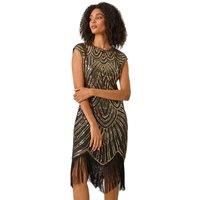 Sleeveless Art Deco Sequin Tassel Bodycon Dress