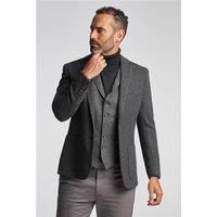 Jeff Banks Charcoal Grey Herringbone Mens Regular Fit Blazer - Formal & Casual by Suit Direct