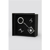 Men's Suit Jacket Direct Black Square Cufflinks and Keyring Set