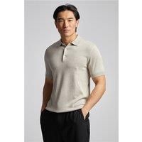 Limehaus Stone Short Sleeve Knitted Regular Fit Polo, Short Sleeve. Beige by Suit Direct