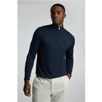 Limehaus Knitted Quarter Zip Jumper Navy Blue. Cotton by Suit Direct