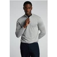 Limehaus Knitted Quarter Zip Jumper Grey