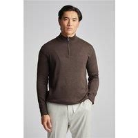 Limehaus Knitted Quarter Zip Jumper Brown. Cotton by Suit Direct