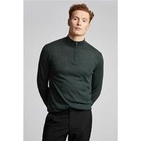 Limehaus Knitted Quarter Zip Jumper Green. Cotton by Suit Direct