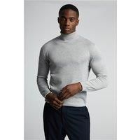 Limehaus Knitted Roll Neck Jumper Grey. Cotton by Suit Direct