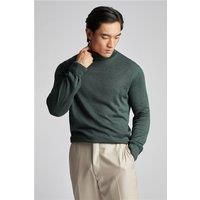 Limehaus Knitted Roll Neck Jumper Green. Cotton by Suit Direct