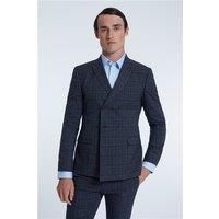 Limehaus Charcoal Grey Grindle Caramel Check Double Breasted Double Breasted Men's Slim Fit Suit Jacket