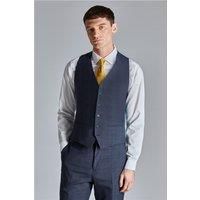 Ted Baker Slim Fit Ara Navy Blue Textured Check Waistcoat