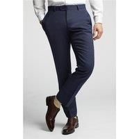 Alexandre of England Tailored Fit Navy Blue Linen Blend Men's Trousers by Suit Direct