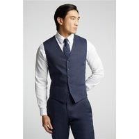 Alexandre of England Tailored Fit Navy Blue Linen Blend Waistcoat