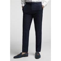 Alexandre of England Tailored Fit Navy Blue Textured Check Men's Trousers