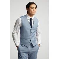 Alexandre of England Tailored Fit Ice Blue Check Waistcoat