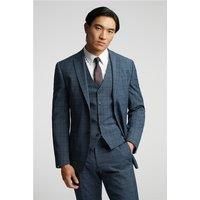 Alexandre of England Tailored Fit Blue Soft Check Men's Suit Jacket