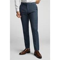 Alexandre of England Tailored Fit Blue Soft Check Men's Trousers