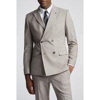 Farah Slim Fit Danbury Putty Double Breasted Brown Men's Suit Jacket