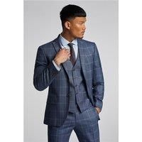 Antique Rogue Slim Fit Blue Windowpane Check Men's Suit Jacket by Suit Direct