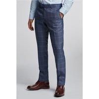 Antique Rogue Slim Fit Blue Windowpane Check Men's Trousers