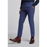 Antique Rogue Slim Fit Blue Check Linen Men's Trousers by Suit Direct