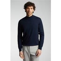 Limehaus Merino Knit Mock Neck Jumper Navy Blue by Suit Direct