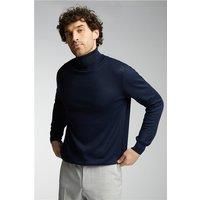 Limehaus Merino Knit Roll Neck Jumper Navy Blue by Suit Direct