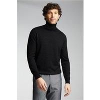 Limehaus Merino Knit Roll Neck Jumper Black by Suit Direct