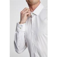 White Limehaus Mens Poplin Shirt, Long Sleeve, Slim fit, Double Cuff, Stretch Fabric by Suit Direct