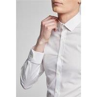 White Limehaus Mens Regular Fit Poplin Shirt, Long Sleeve, Double Cuff, Stretch Fabric by Suit Direct