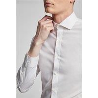 White Limehaus Mens Regular Fit Poplin Shirt, Long Sleeve, Stretch Fabric by Suit Direct