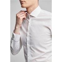 White Limehaus Mens Regular Fit Poplin Shirt, Long Sleeve, Double Cuff, Stretch Fabric by Suit Direct