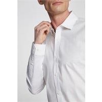 White Limehaus Mens Poplin Shirt, Long Sleeve, Tailored Fit, Stretch Fabric by Suit Direct