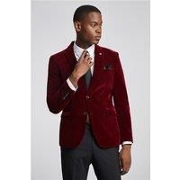 Marc Darcy Slim Fit Hudson Wine Velvet Red Men's Tuxedo Suit Jacket by Suit Direct