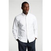 White Limehaus Mens Oxford Regular Fit Shirt, Long Sleeve by Suit Direct