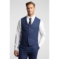 Ted Baker Slim Fit Navy Blue Soft Check Waistcoat by Suit Direct