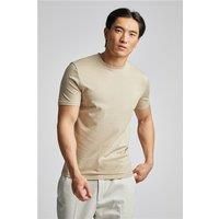 Limehaus 100% Egyptian Organic Cotton Crew Neck Regular Fit T-Shirt, Egyptian Cotton. Beige by Suit Direct