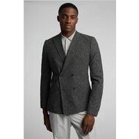 Limehaus Charcoal Grey Peak Double Breasted Mens Slim Fit Casual Formal Blazer