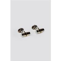 Silver Men's Suit Jacket Direct Black Gold-Effect Barrel Cufflinks