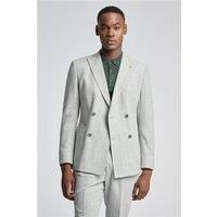 Farah Slim Fit Oakwood Grey Stripe Double Breasted Flannel Men's Suit Jacket by Suit Direct