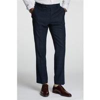 Alexandre of England Tailored Fit Navy Fawn Overcheck Men's Trousers. Grey by Suit Direct