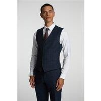 Alexandre of England Tailored Fit Navy Fawn Overcheck Waistcoat by Suit Direct