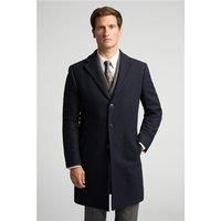 Alexandre of England Cashmere Blend Navy Blue Overcoat by Suit Direct