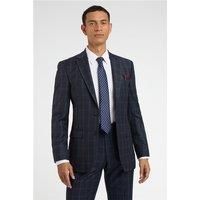 Racing Green Regular Fit Blue Tan Check Wool Men's Suit Jacket by Suit Direct