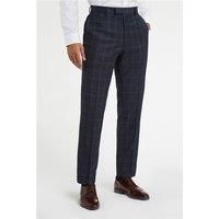 Racing Green Regular Fit Blue Tan Check Wool Men's Trousers by Suit Direct