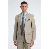 Racing Green Regular Fit Beige Check Wool Stretch Men's Suit Jacket by Suit Direct