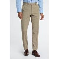 Racing Green Regular Fit Beige Check Wool Stretch Men's Trousers by Suit Direct